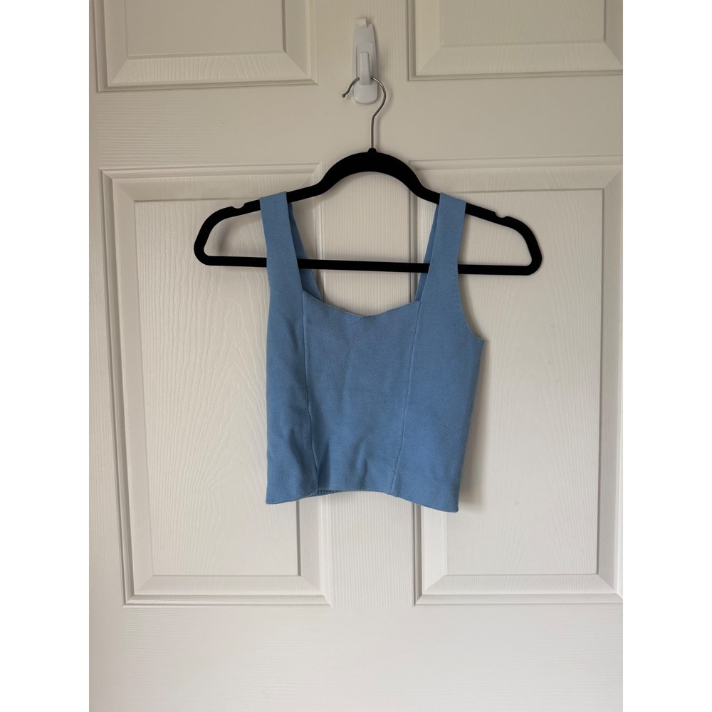 Abercrombie & Fitch Light Blue Knit Corset Tank Top Sweetheart Neck XS